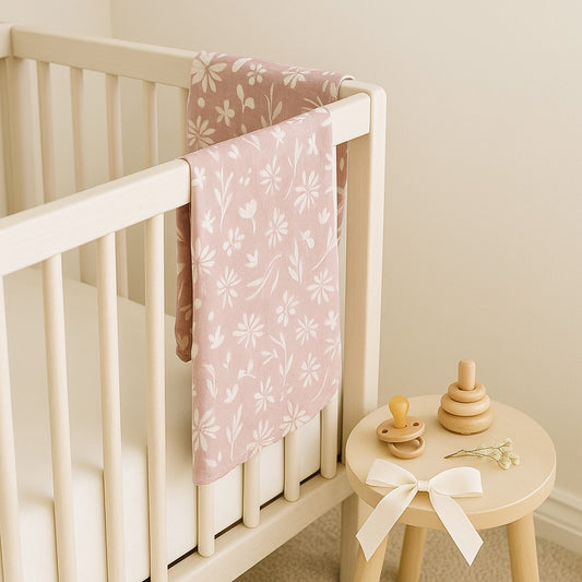 Multi-use Bamboo Swaddle in Mauve Flowers