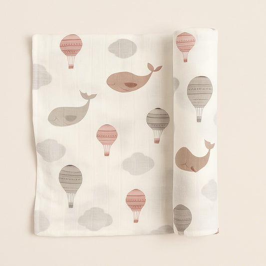 Multi-use Bamboo Swaddle in Hot Air Balloon