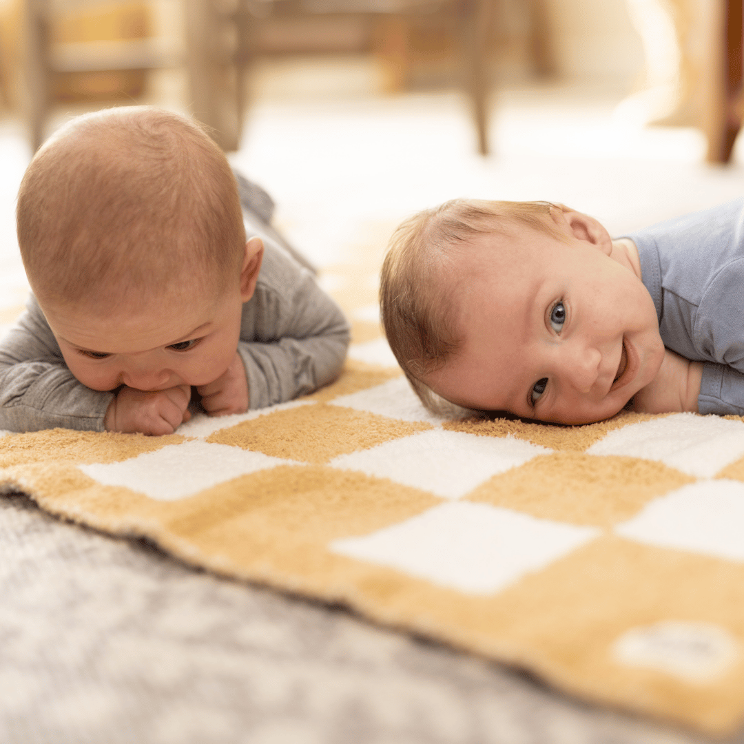 Luxe Checkered Baby Blanket in Sand