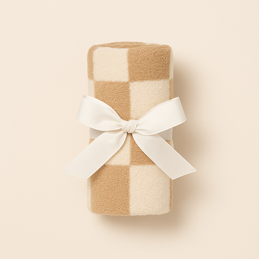 Luxe Checkered Mini Baby Blanket in Sand