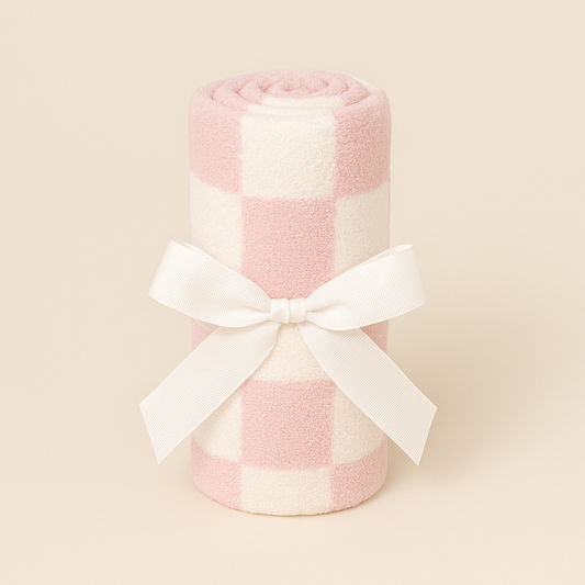 Luxe Checkered Mini Baby Blanket in Baby Pink