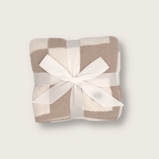 Luxe Checkered Baby Blanket in Grey