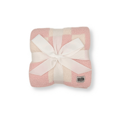 Luxe Checkered Baby Blanket in Baby Pink