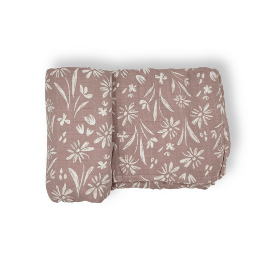 Multi-use Bamboo Swaddle in Mauve Flowers