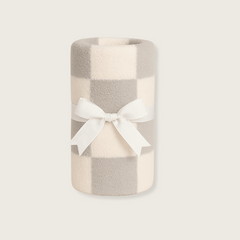 Luxe Checkered Mini Baby Blanket in Grey