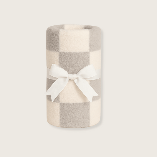 Luxe Checkered Mini Baby Blanket in Grey