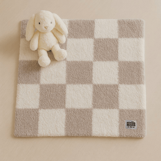 Luxe Checkered Baby Blanket in Grey
