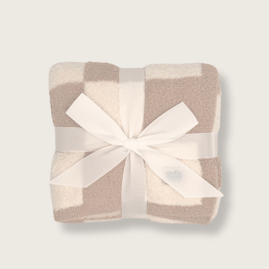 Luxe Checkered Baby Blanket in Grey