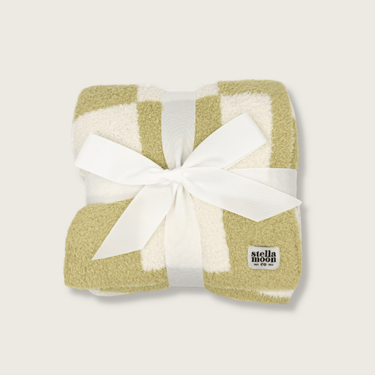Luxe Checkered Baby Blanket in Matcha