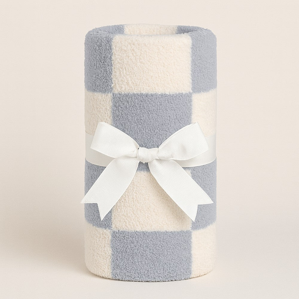 Luxe Checkered Mini Baby Blanket in Blues