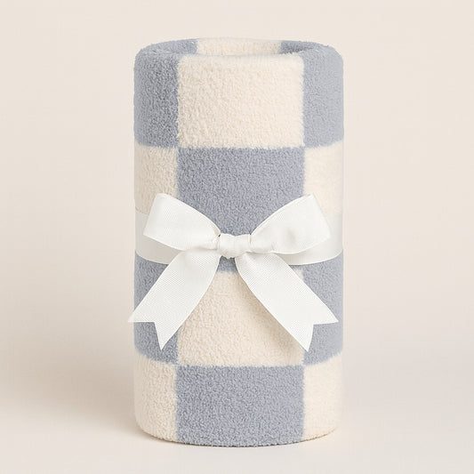 Luxe Checkered Mini Baby Blanket in Blues