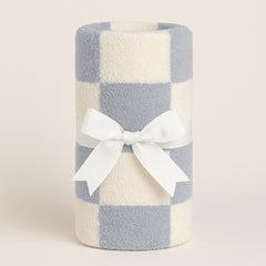 Luxe Checkered Mini Baby Blanket in Blues