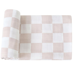 Multi Use Bamboo Swaddle in Beige Checkers