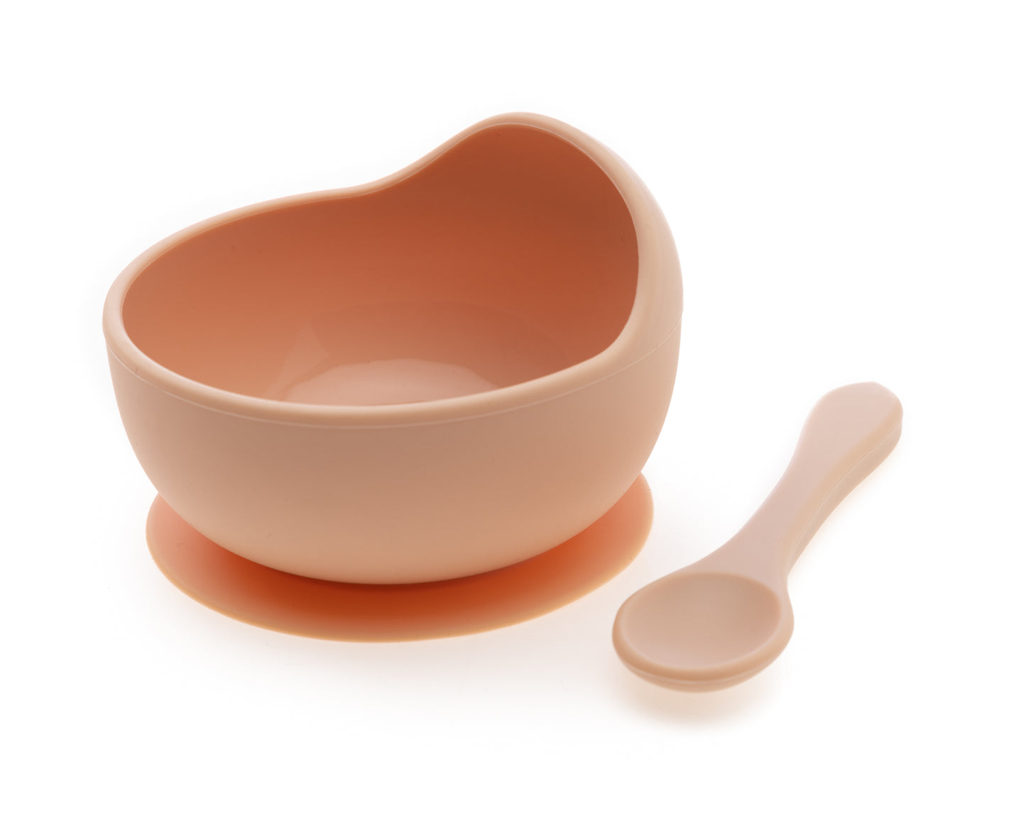 Close-up view of StellaMoon Silicone Suction Bowl in Nude, emphasizing its strong suction feature designed to prevent spills.