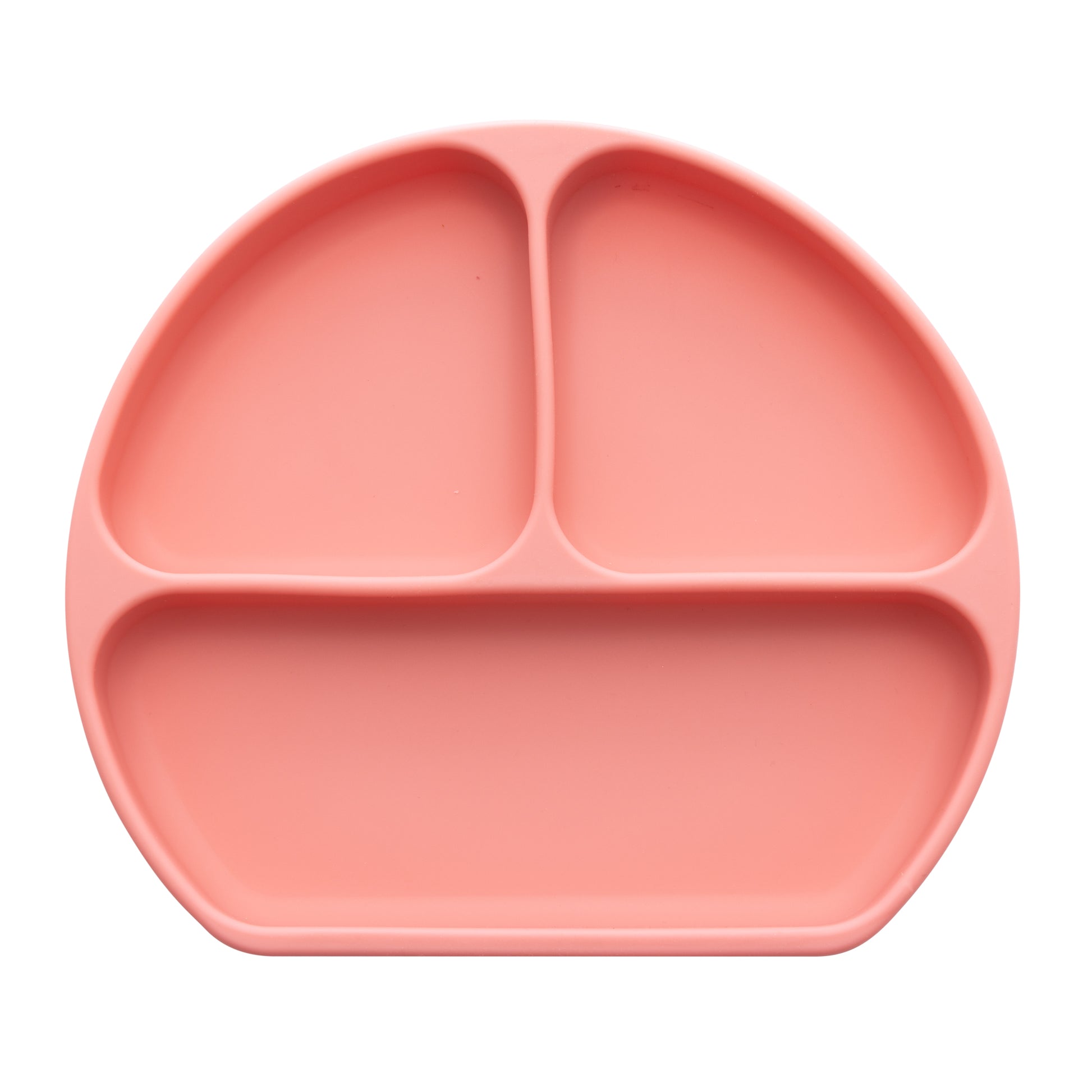 Close-up of StellaMoon Silicone Suction Plate in Sherbert, highlighting its vibrant color, three-section design, and robust suction base, ideal for mess-free meals